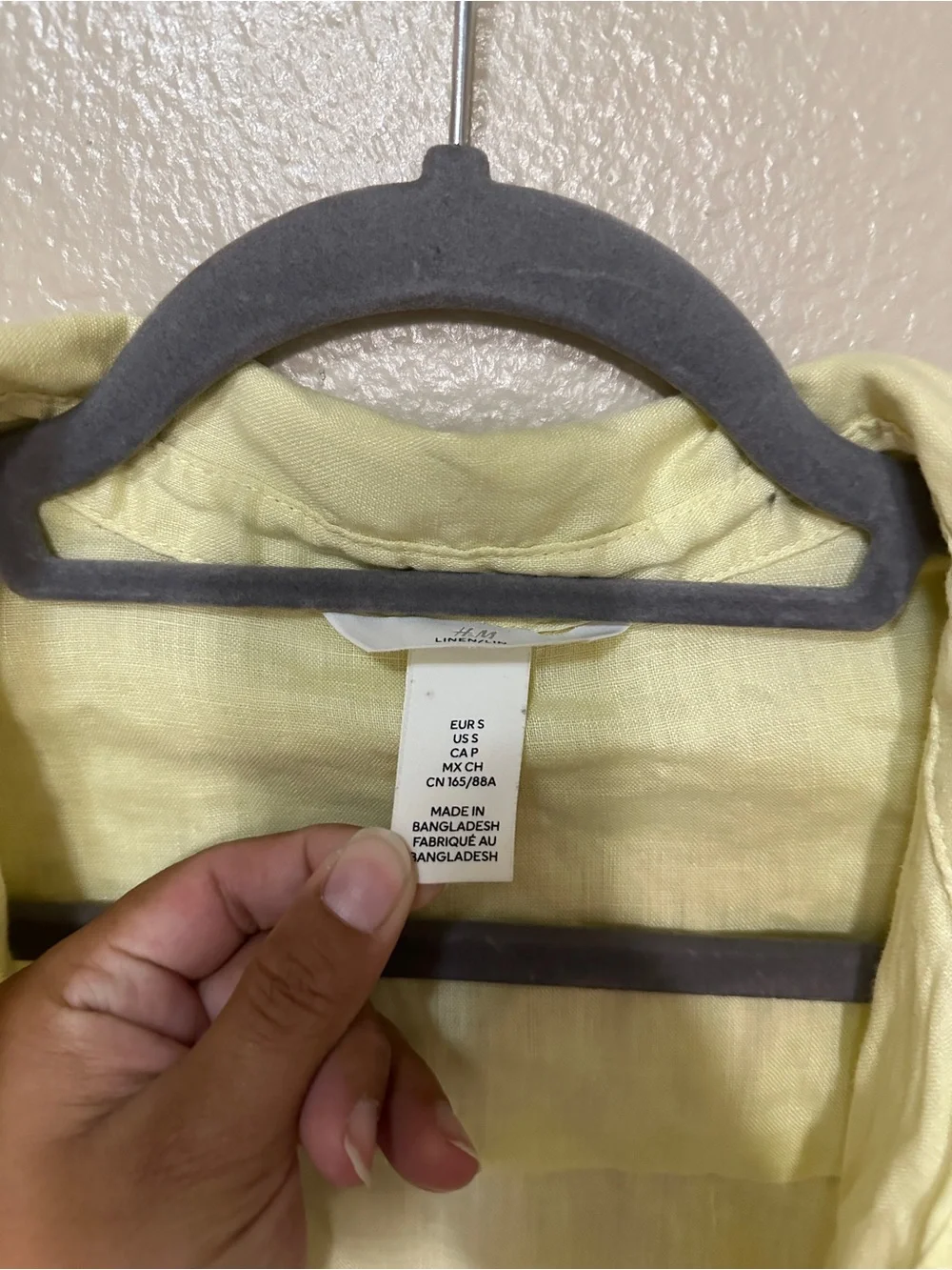 H&M Light Yellow Linen Button-Up Shirt - Picture 3 of 6